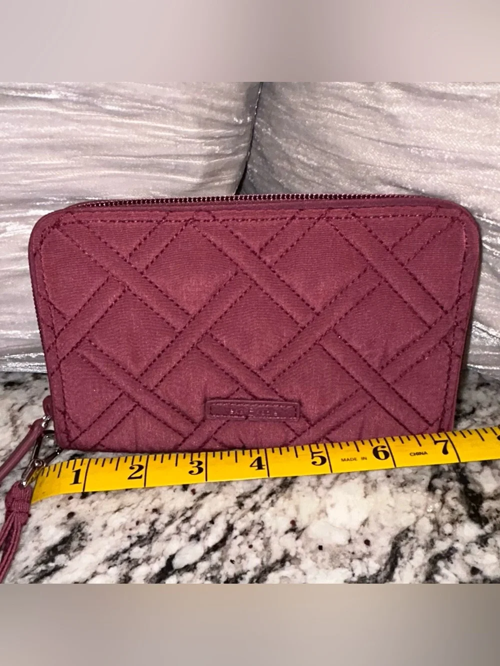 Vera Bradley Quilted Zip Wallet in Deep Plum